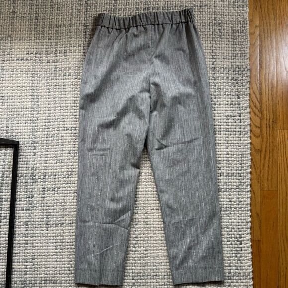Marella Grey Cotton Silver Pinstripe Cigarette Trouser 2 - Picture 4 of 4